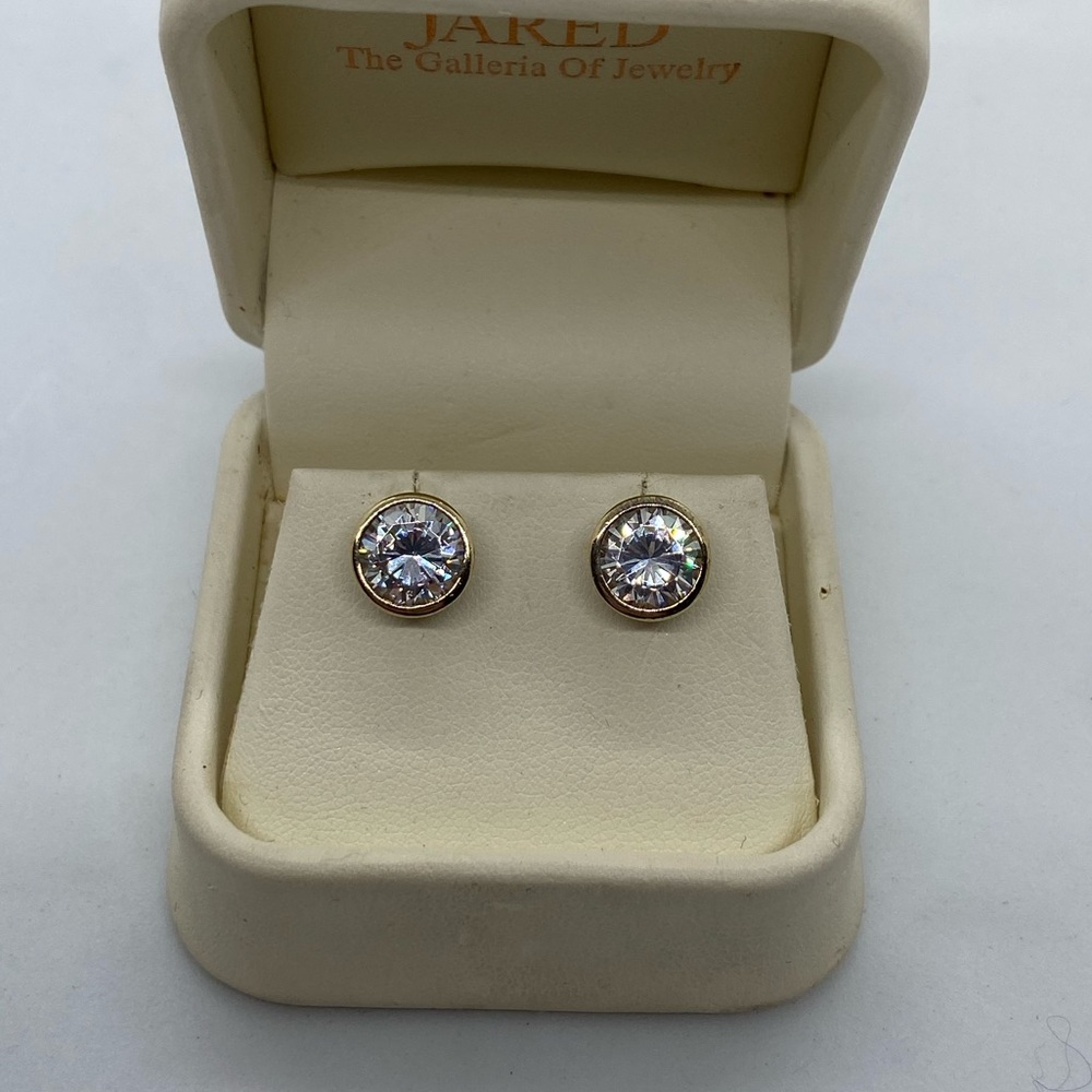 Gold over Sterling Silver bezel set CZ earrings